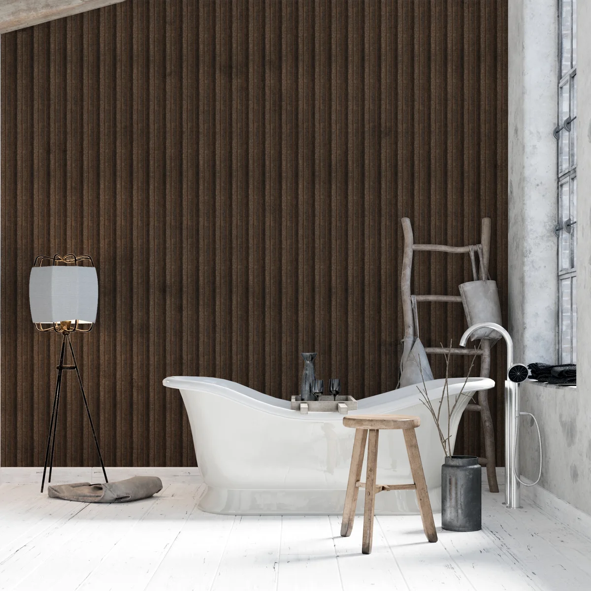 Zurich Interior Decorative Charcoal Louvers Panel/Planks 8 Feet * 5 Inch - LS 6252
