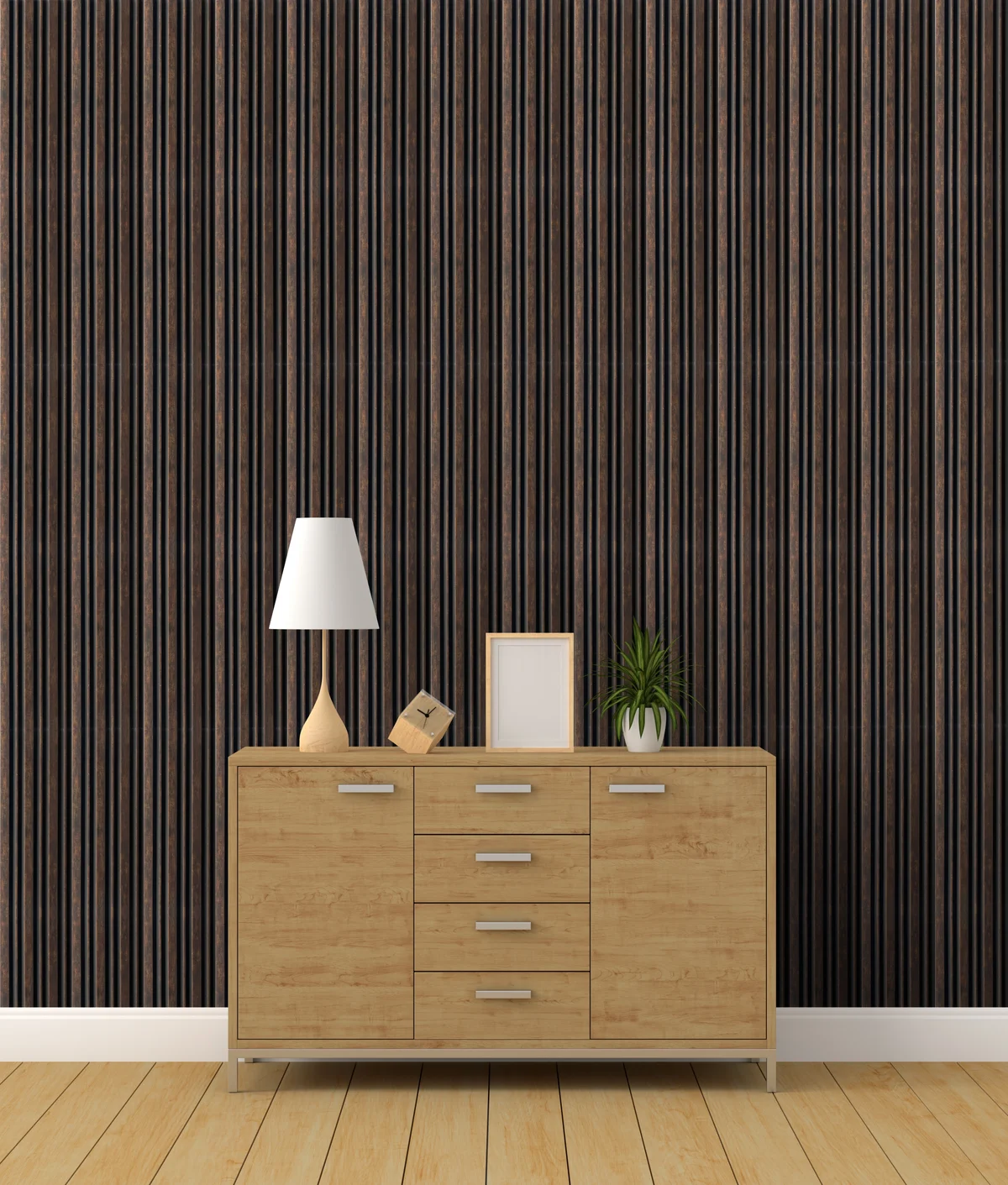 Zurich Interior Decorative Charcoal Louvers Panel/Planks 8 Feet * 5 Inch - LS 6176