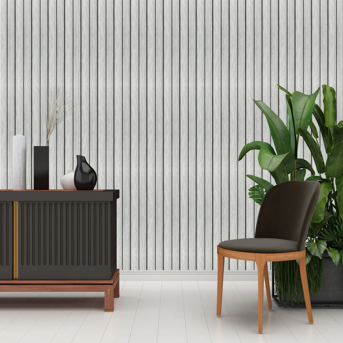 Zurich Interior Decorative Charcoal Louvers Panel/Planks 8 Feet * 5 Inch - LS 6202