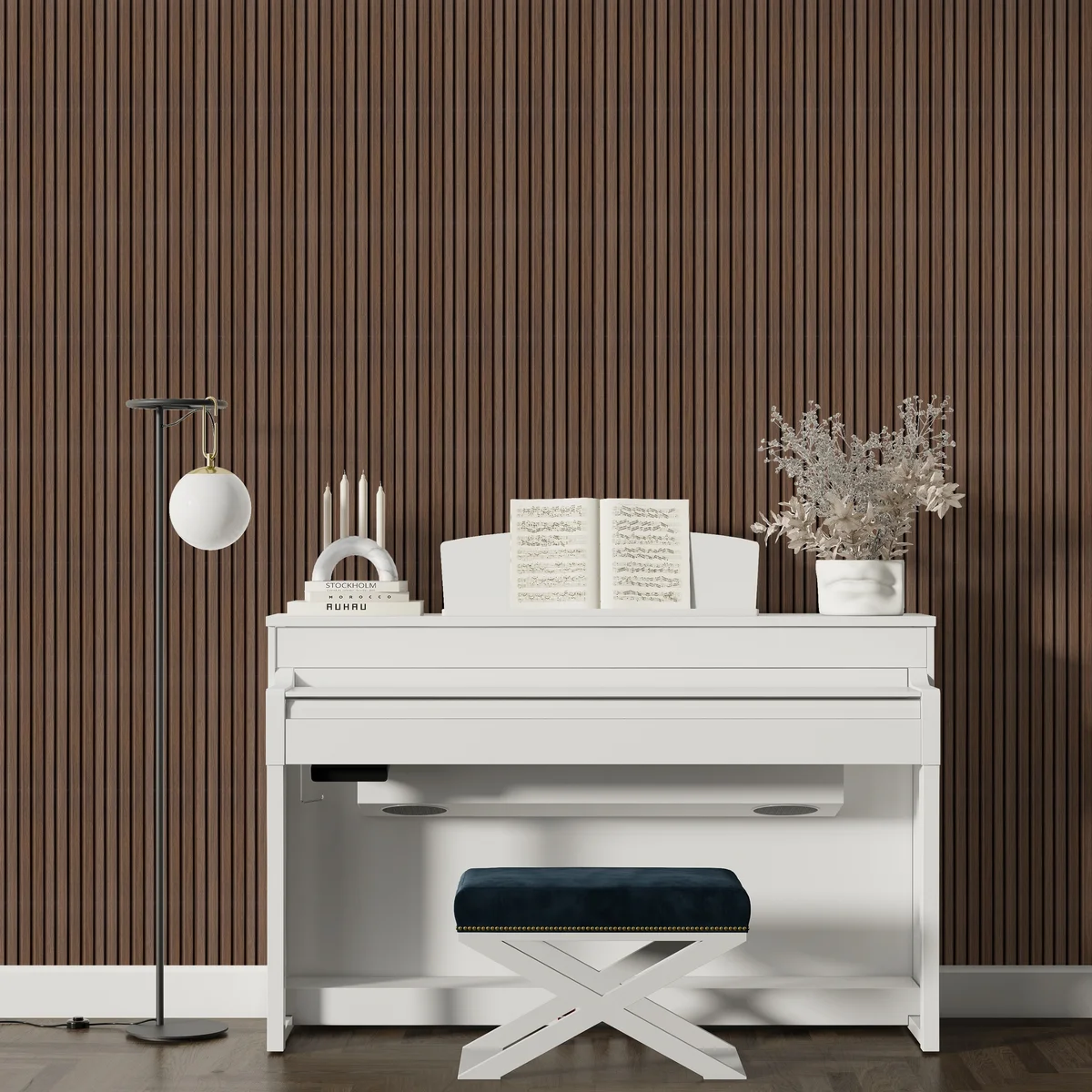 Zurich Interior Decorative Charcoal Louvers Panel/Planks 8 Feet * 5 Inch - LS 6153