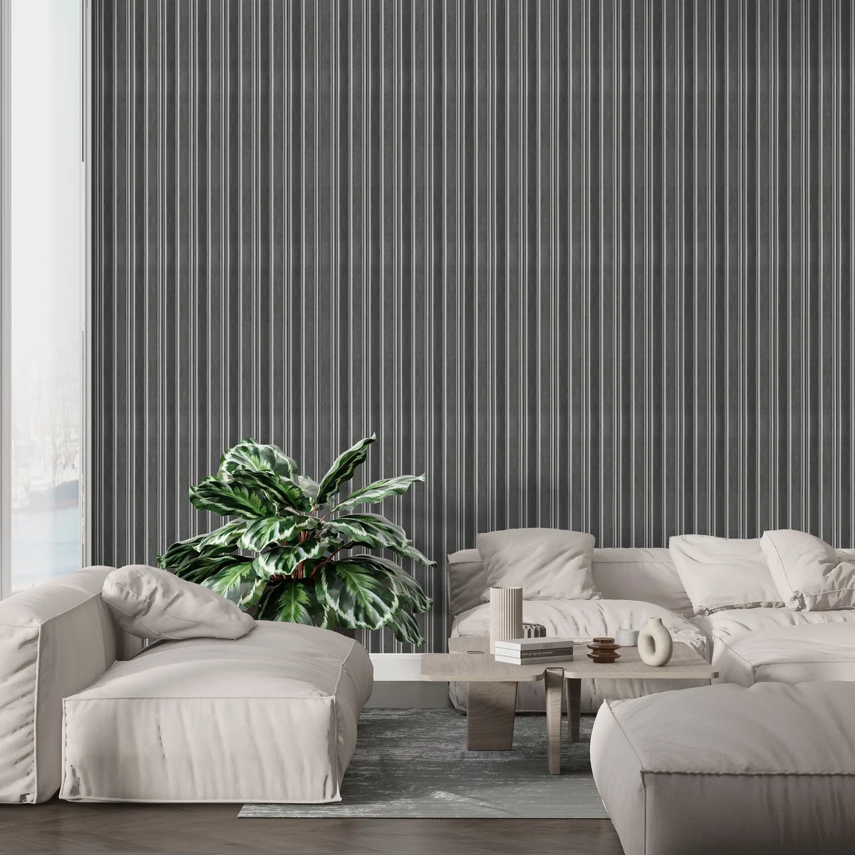 Zurich Interior Decorative Charcoal Louvers Panel/Planks 8 Feet * 5 Inch - LS 6056