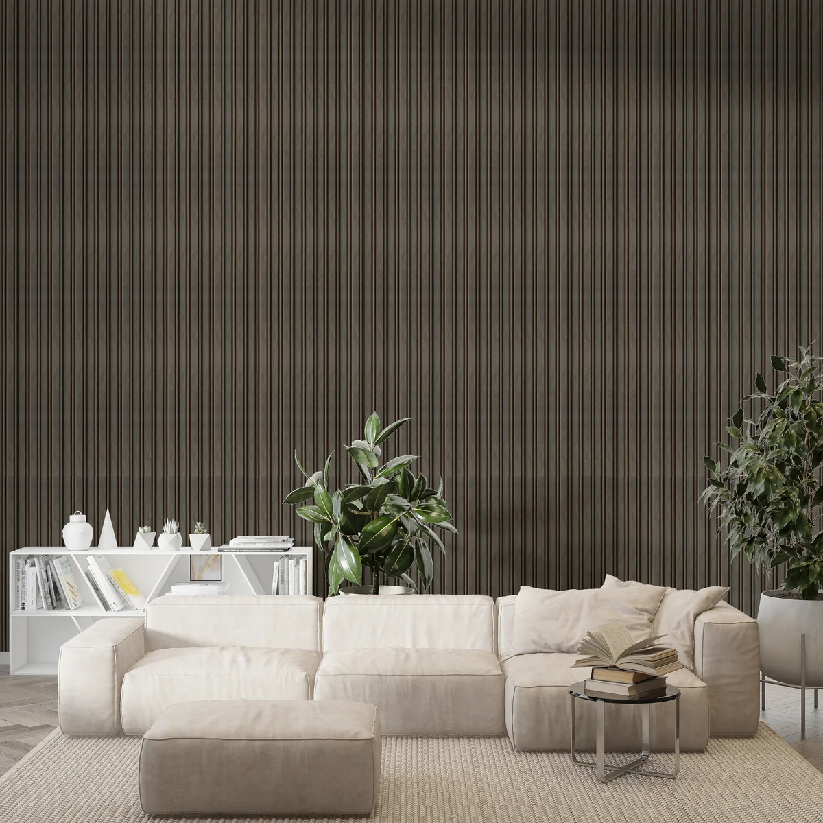 Zurich Interior Decorative Charcoal Louvers Panel/Planks 8 Feet * 5 Inch - LS 6055