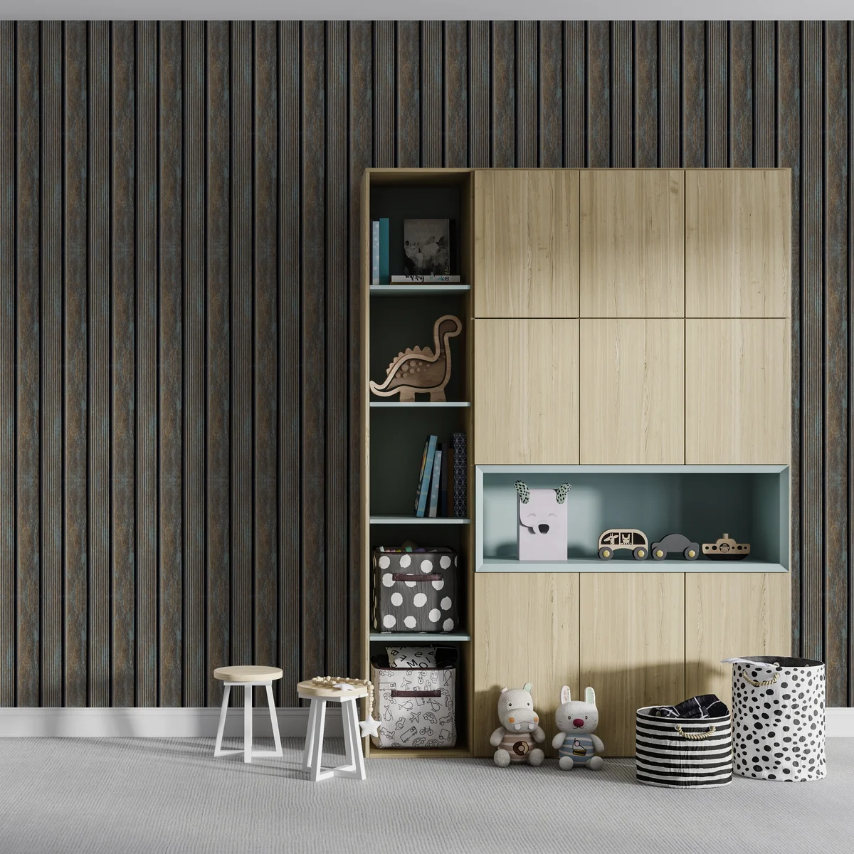 Zurich Interior Decorative Charcoal Louvers Panel/Planks 8 Feet * 5 Inch - LS 6208
