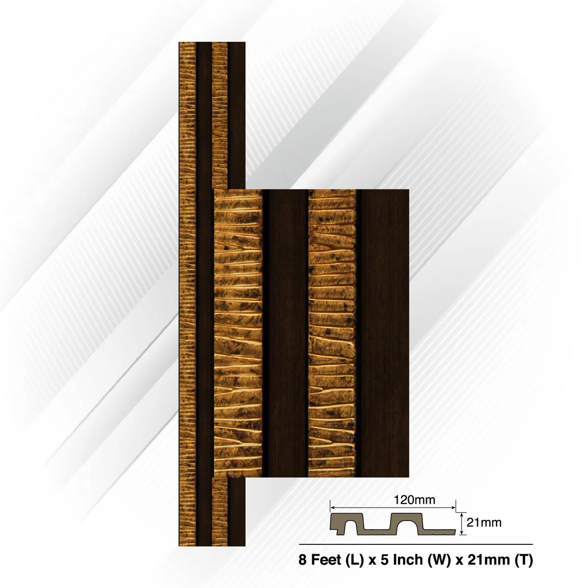 Ventura Decorative Vol 2 Louvers Panel/Planks 8 Feet * 5 Inch - LUSTRA 4801
