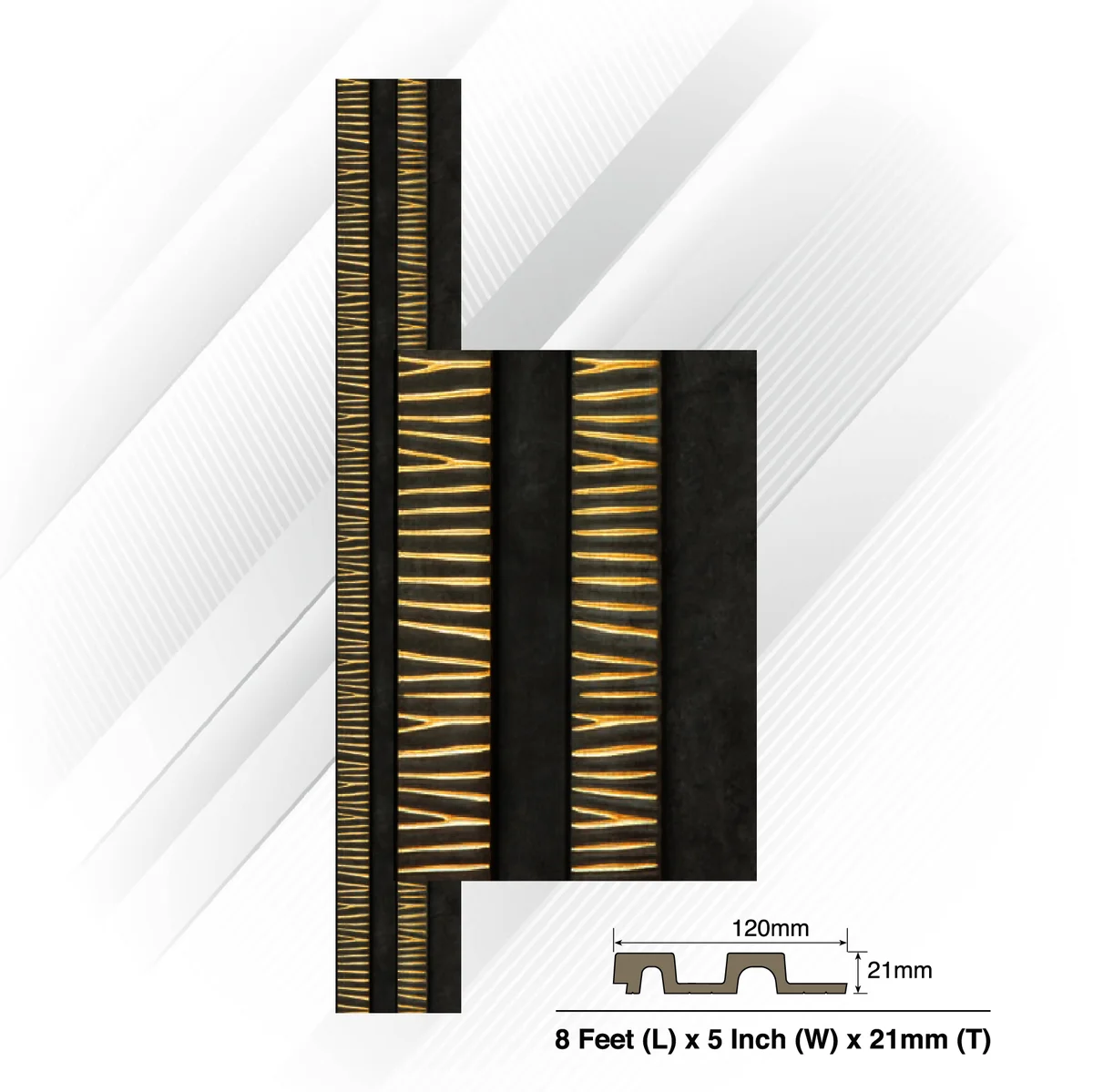 Ventura Decorative Vol 2 Louvers Panel/Planks 8 Feet * 5 Inch - LUSTRA 4802