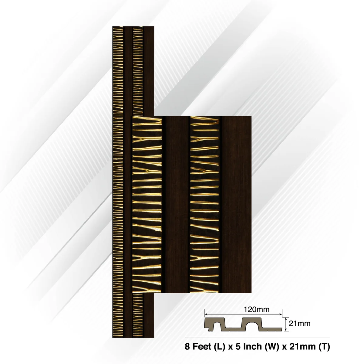 Ventura Decorative Vol 2 Louvers Panel/Planks 8 Feet * 5 Inch - LUSTRA 4803