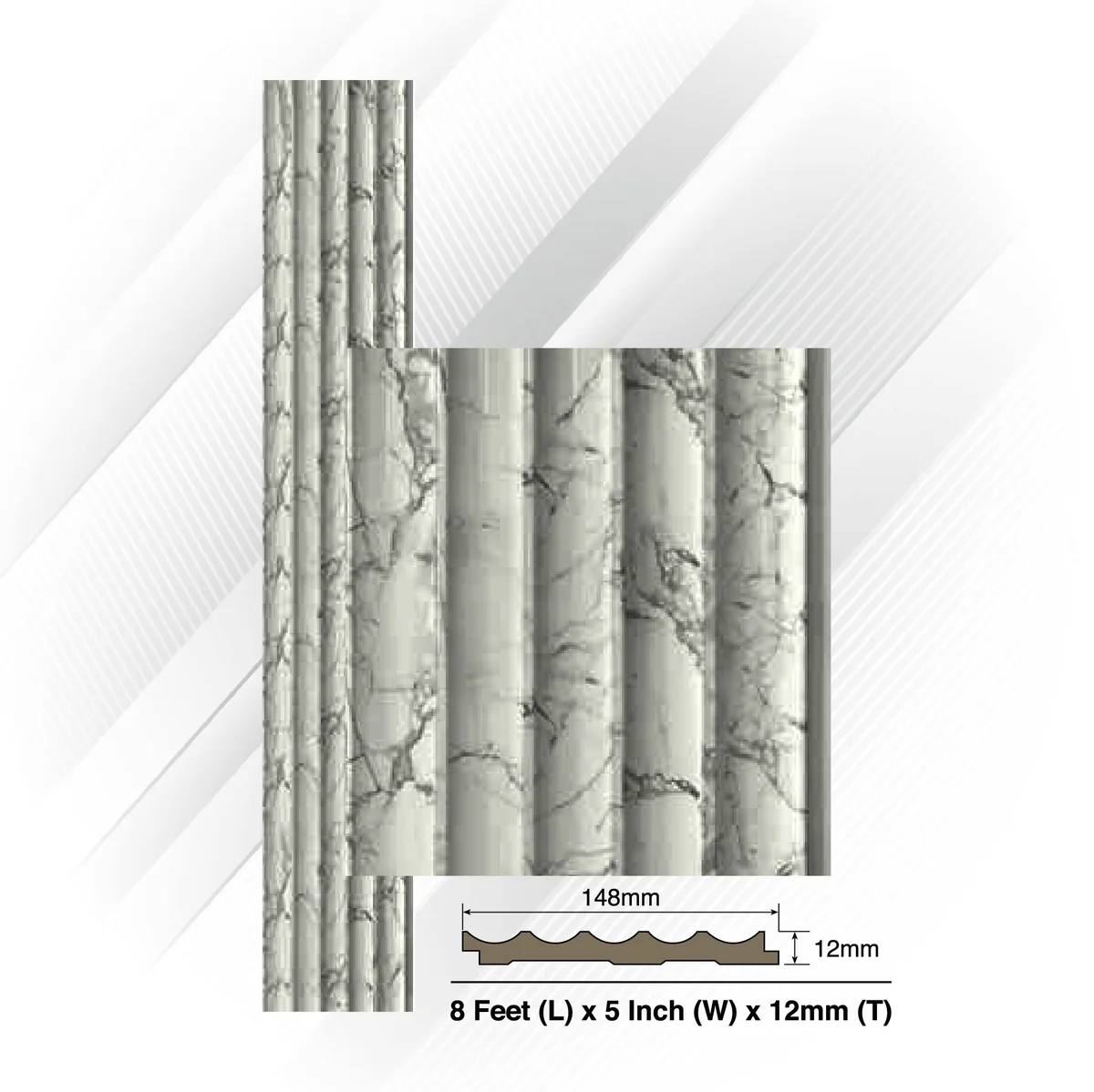 Ventura Decorative Vol 2 Louvers Panel/Planks 8 Feet * 5 Inch - SONATA 7704
