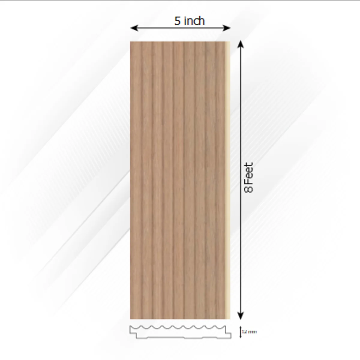 Ventura Decorative Louvers Panel/Planks 8 Feet * 5 Inch - WAVE 7604